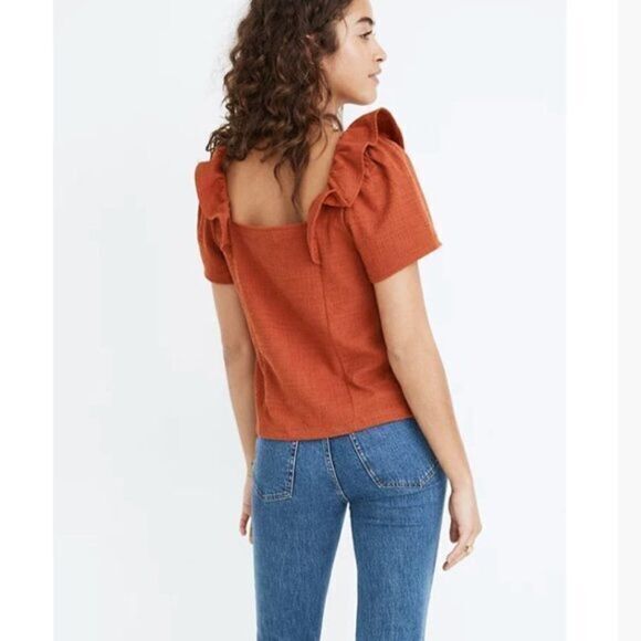 Madewell Crosshatch Ruffled Top - Picture 3 of 16